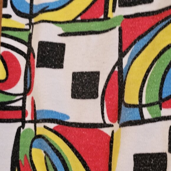 Vintage 80s 90s Streetwear Outfit Artwear Tunic Baggy Tshirt Checkered Set S/M/L - Picture 10 of 13